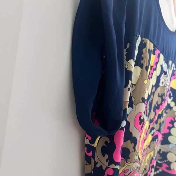 Closet Blue Graphic Print Satin Effect Mini Dress Size 10 US/ 14 UK - Picture 5 of 9